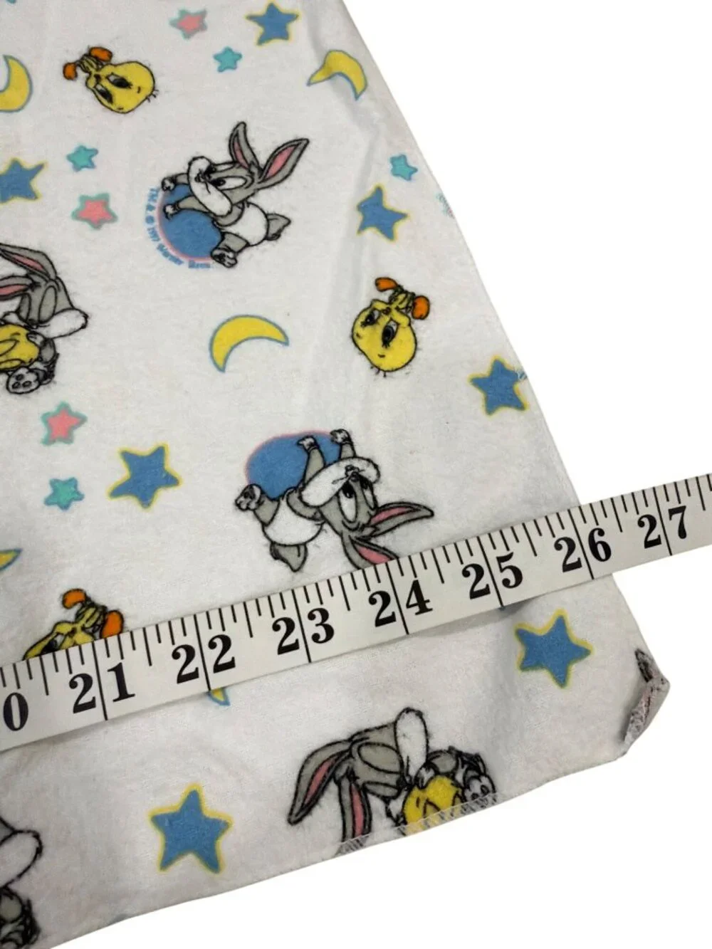 Looney Tunes Vintage Baby Blanket White Fleece Tweety Bugs Bunny Stars Moon